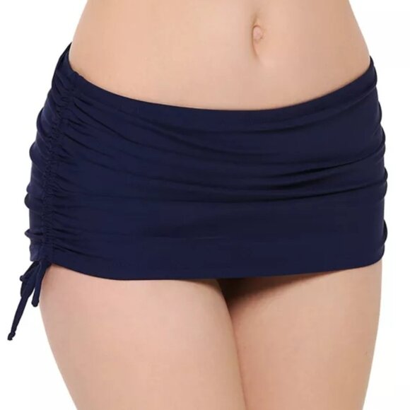 APT 9 Women’s Swim Skirt - Midnight Plus Side Tie Shirred Skirt - Picture 1 of 2